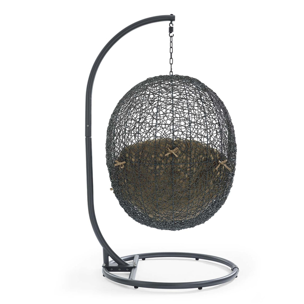 Shell Alfresco Swing Chair w/ Stand, Gray & Mocha