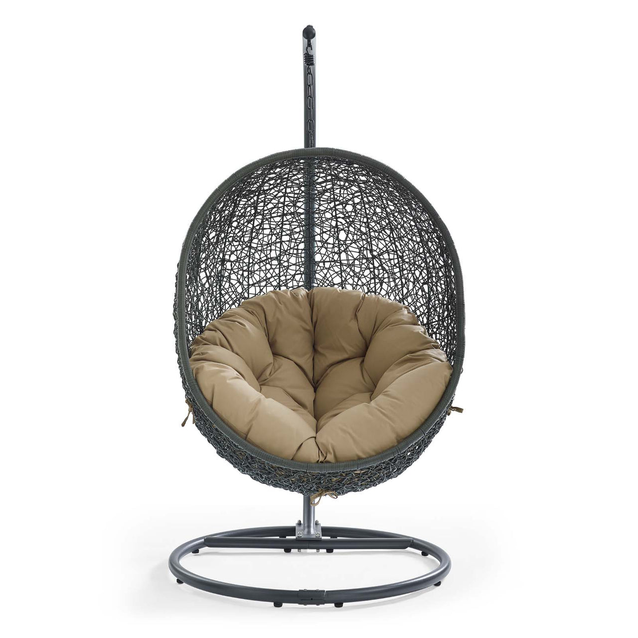 Shell Alfresco Swing Chair w/ Stand, Gray & Mocha
