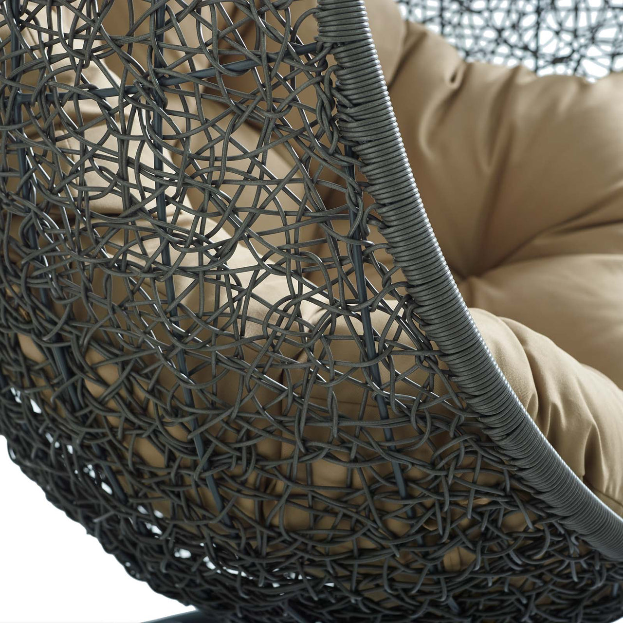 Shell Alfresco Swing Chair w/ Stand, Gray & Mocha