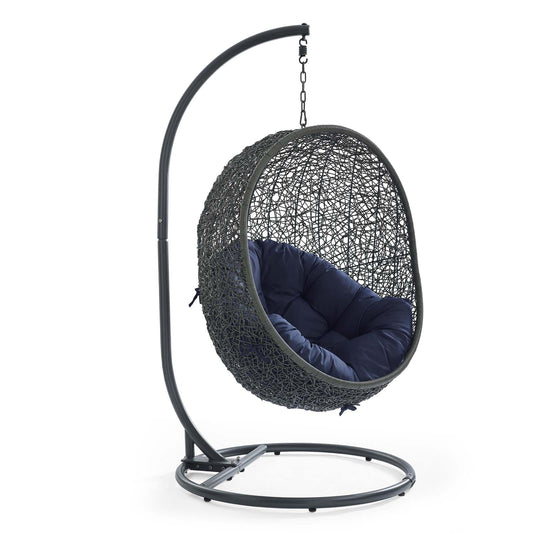 Shell Alfresco Swing Chair w/ Stand, Gray & Navy