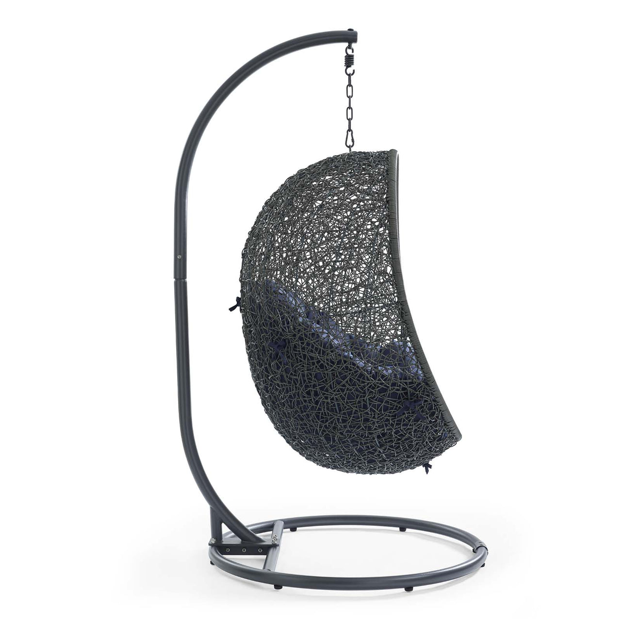 Shell Alfresco Swing Chair w/ Stand, Gray & Navy