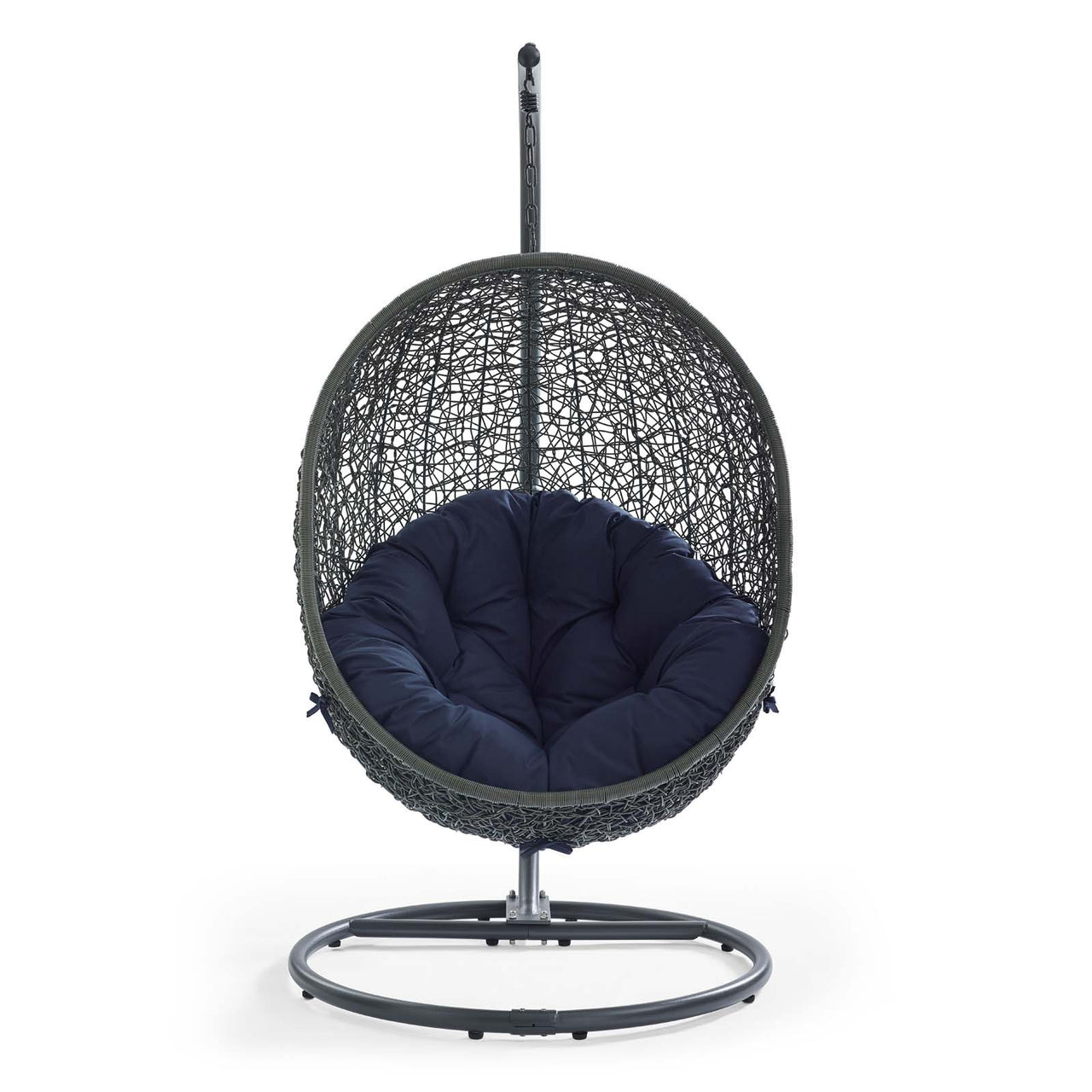 Shell Alfresco Swing Chair w/ Stand, Gray & Navy