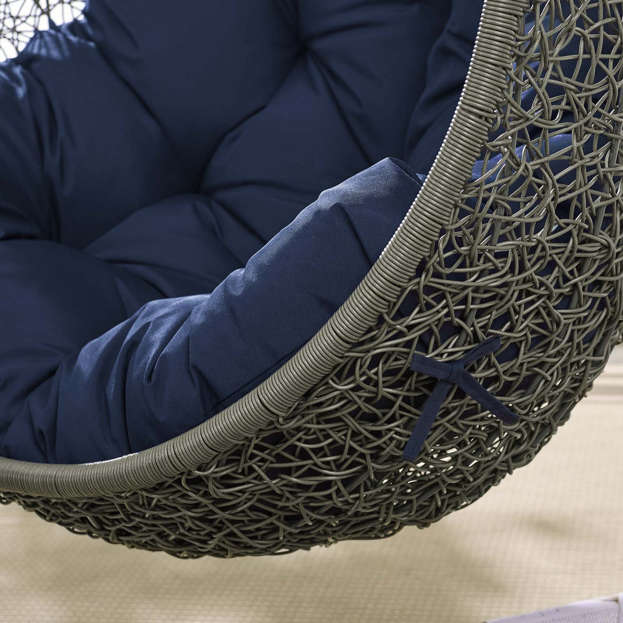 Shell Alfresco Swing Chair w/ Stand, Gray & Navy