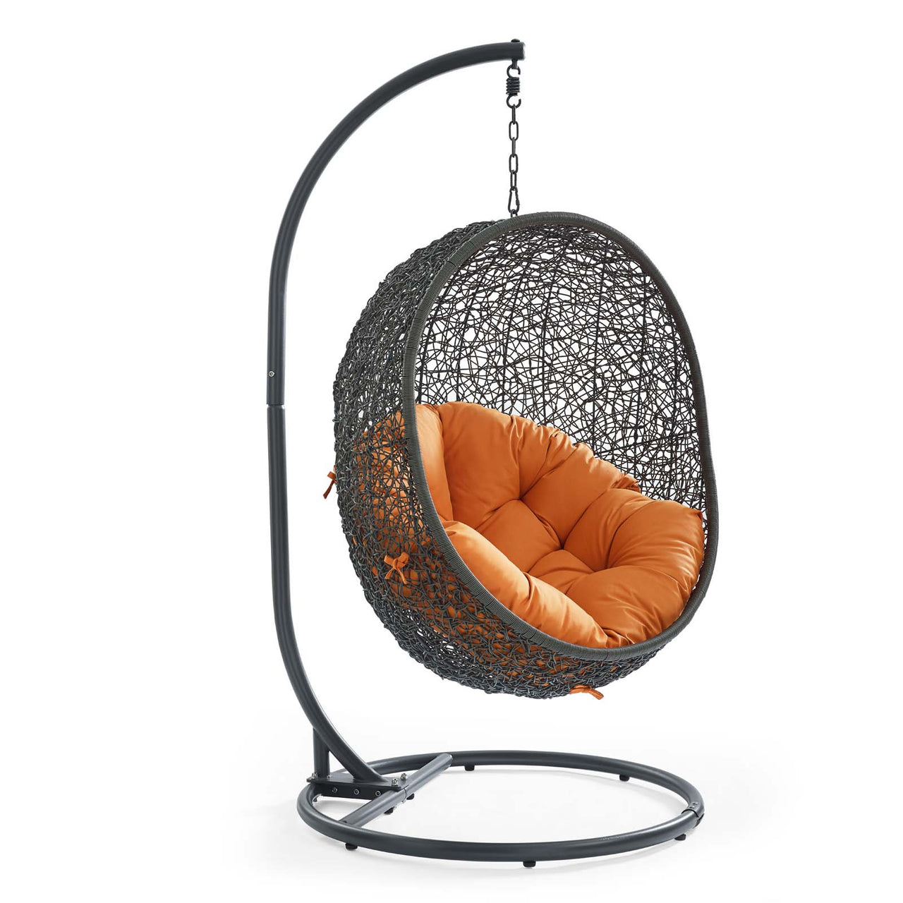 Hide Outdoor Patio Swing Chair With Stand, Gray & Orange