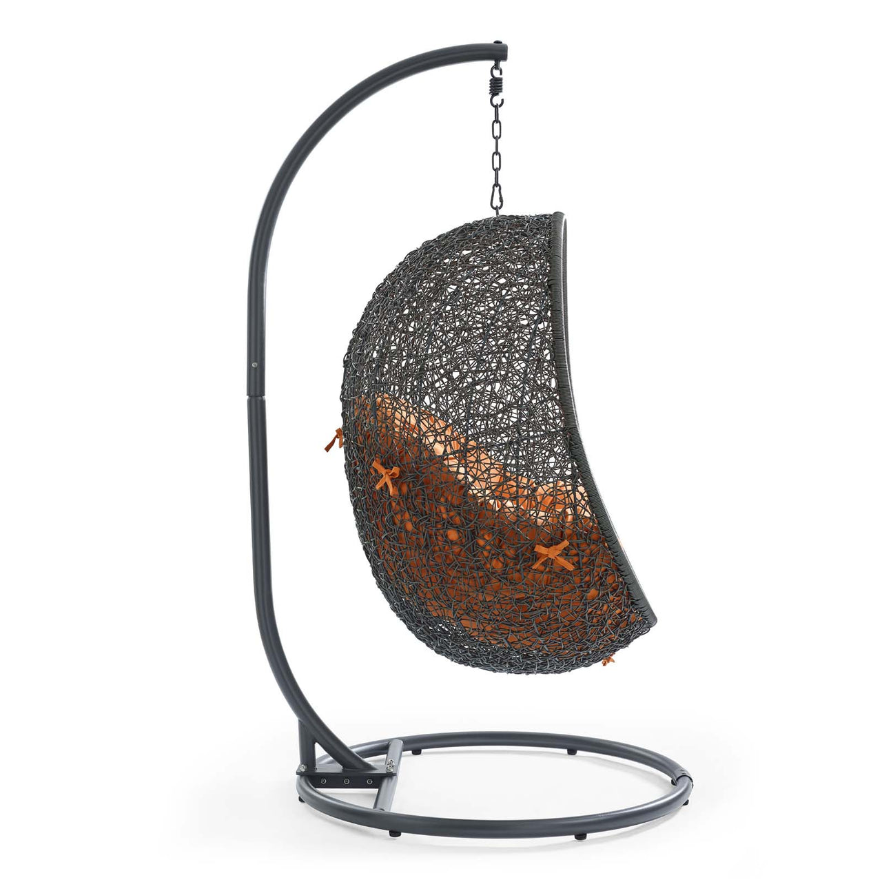 Hide Outdoor Patio Swing Chair With Stand, Gray & Orange