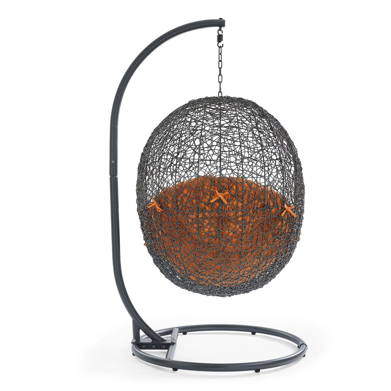 Hide Outdoor Patio Swing Chair With Stand, Gray & Orange