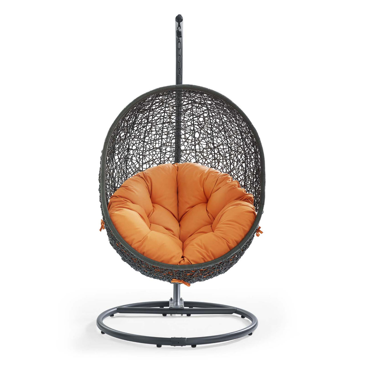 Hide Outdoor Patio Swing Chair With Stand, Gray & Orange