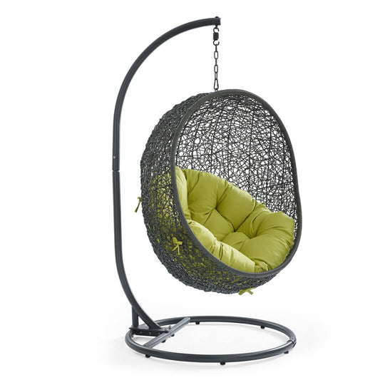 Shell Alfresco Swing Chair w/ Stand, Gray & Peridot