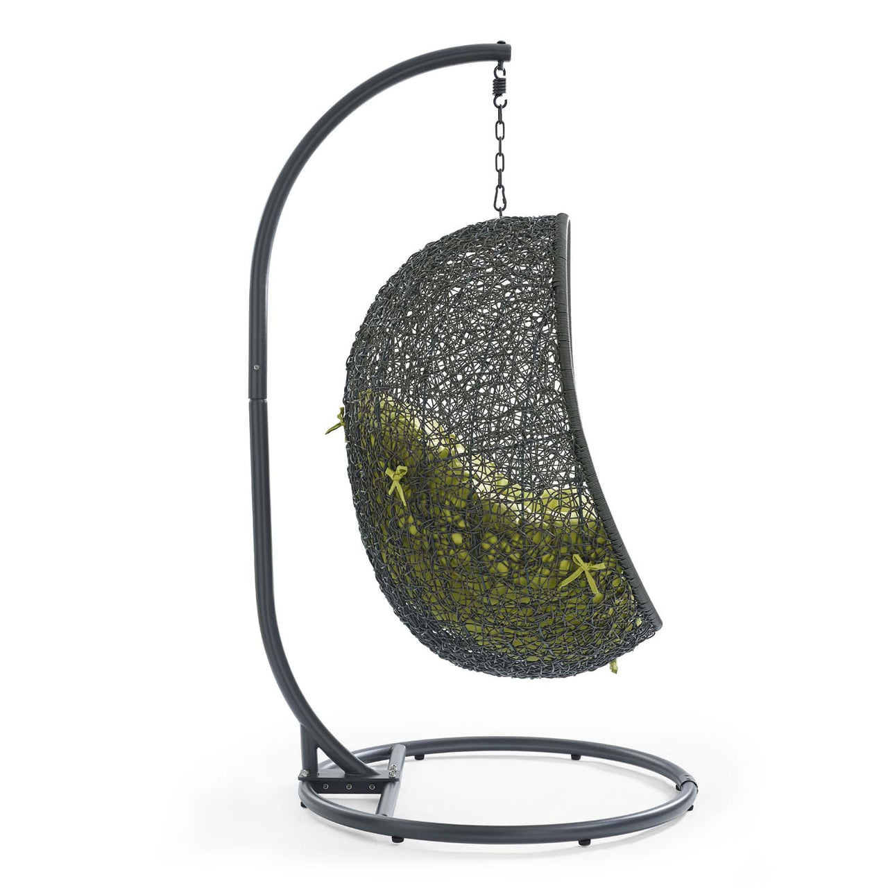 Shell Alfresco Swing Chair w/ Stand, Gray & Peridot