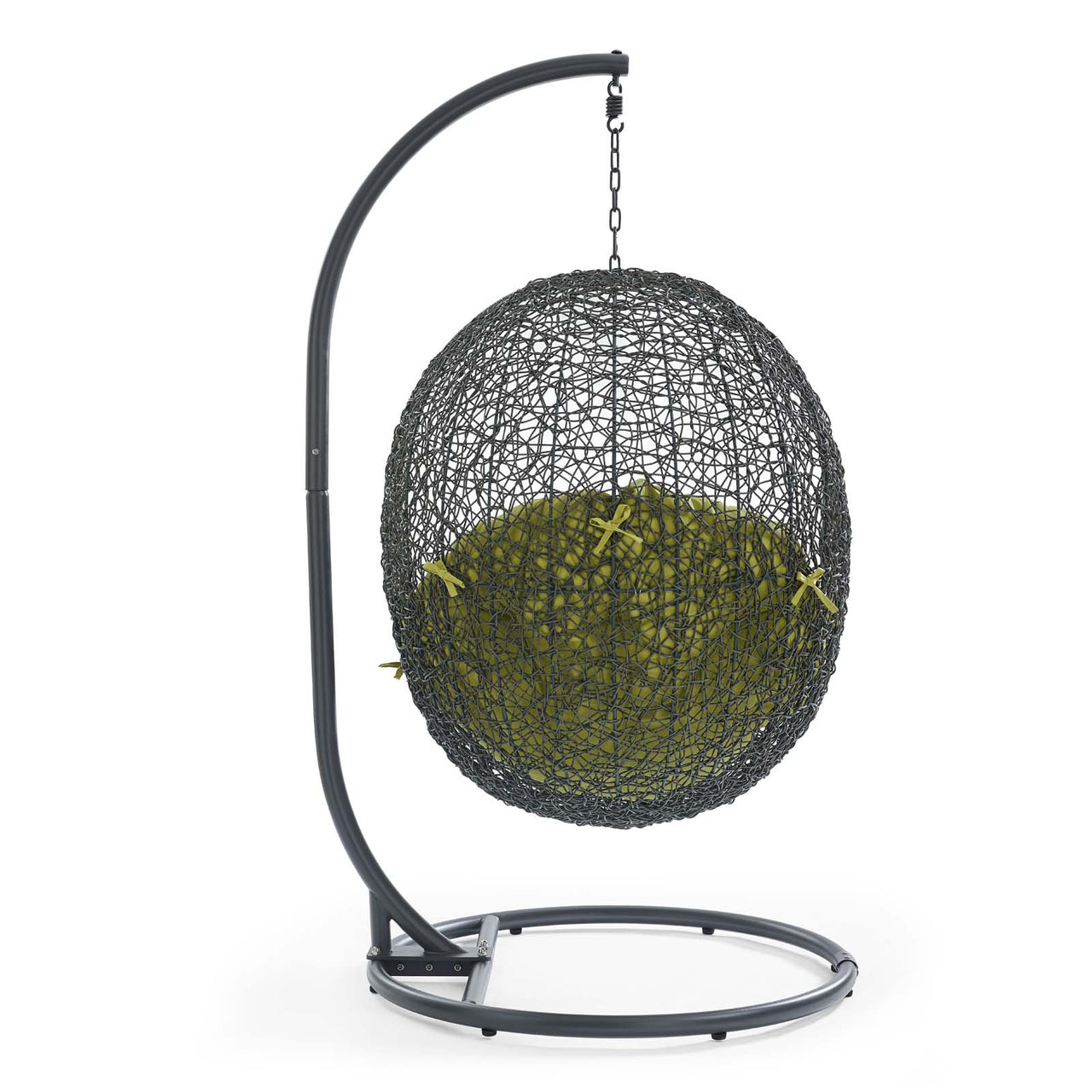 Shell Alfresco Swing Chair w/ Stand, Gray & Peridot