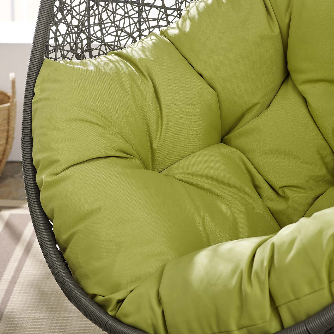 Shell Alfresco Swing Chair w/ Stand, Gray & Peridot