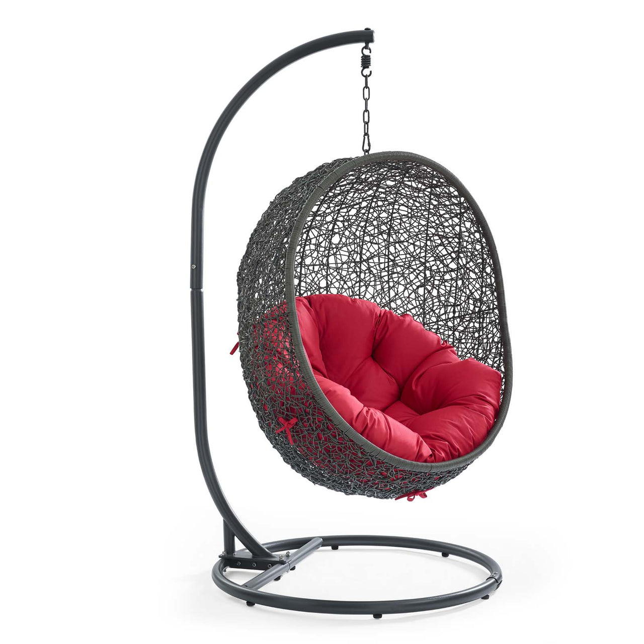 Shell Alfresco Swing Chair w/ Stand, Gray & Red