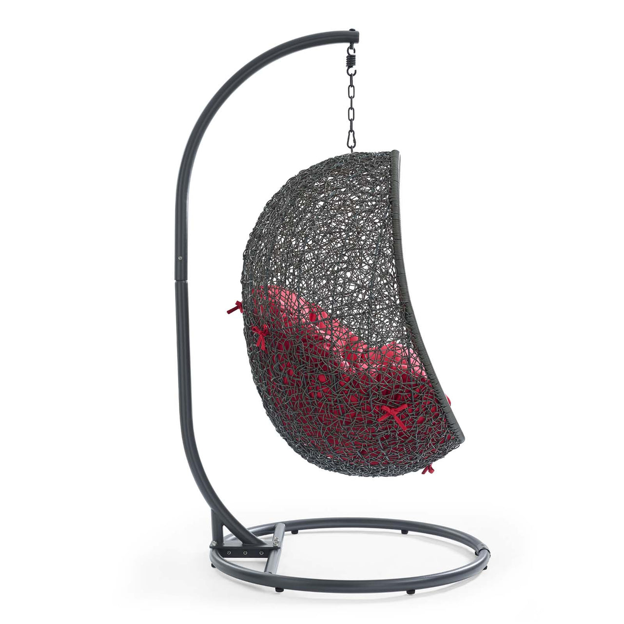 Shell Alfresco Swing Chair w/ Stand, Gray & Red