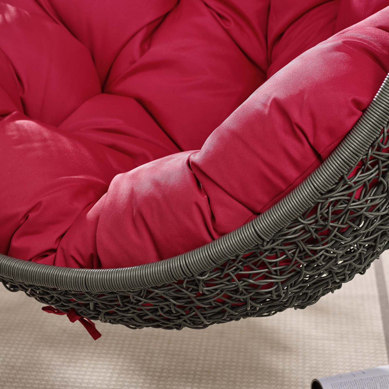 Shell Alfresco Swing Chair w/ Stand, Gray & Red