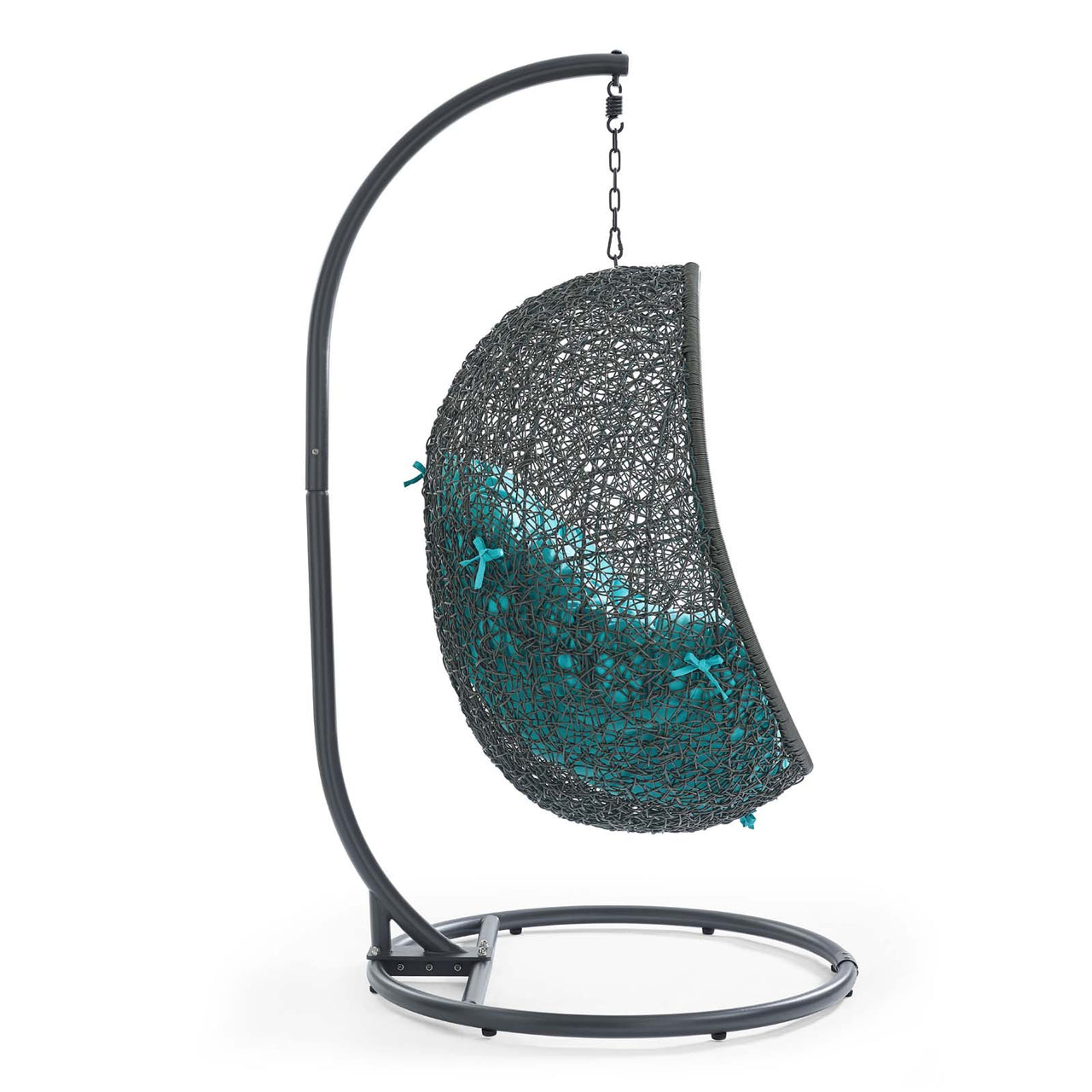 Shell Alfresco Swing Chair w/ Stand, Gray & Turquoise