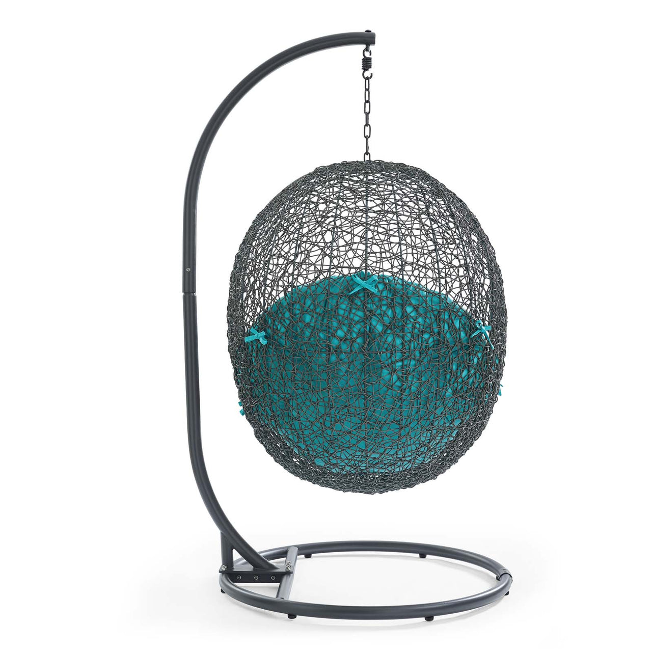 Shell Alfresco Swing Chair w/ Stand, Gray & Turquoise