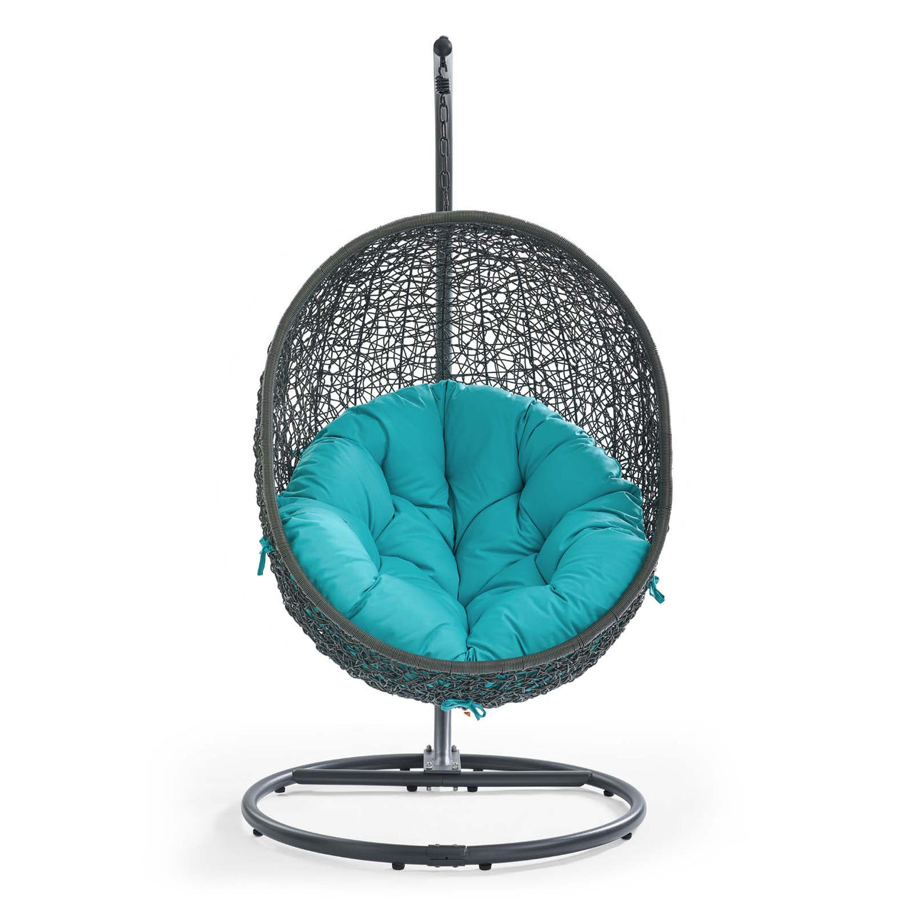 Shell Alfresco Swing Chair w/ Stand, Gray & Turquoise