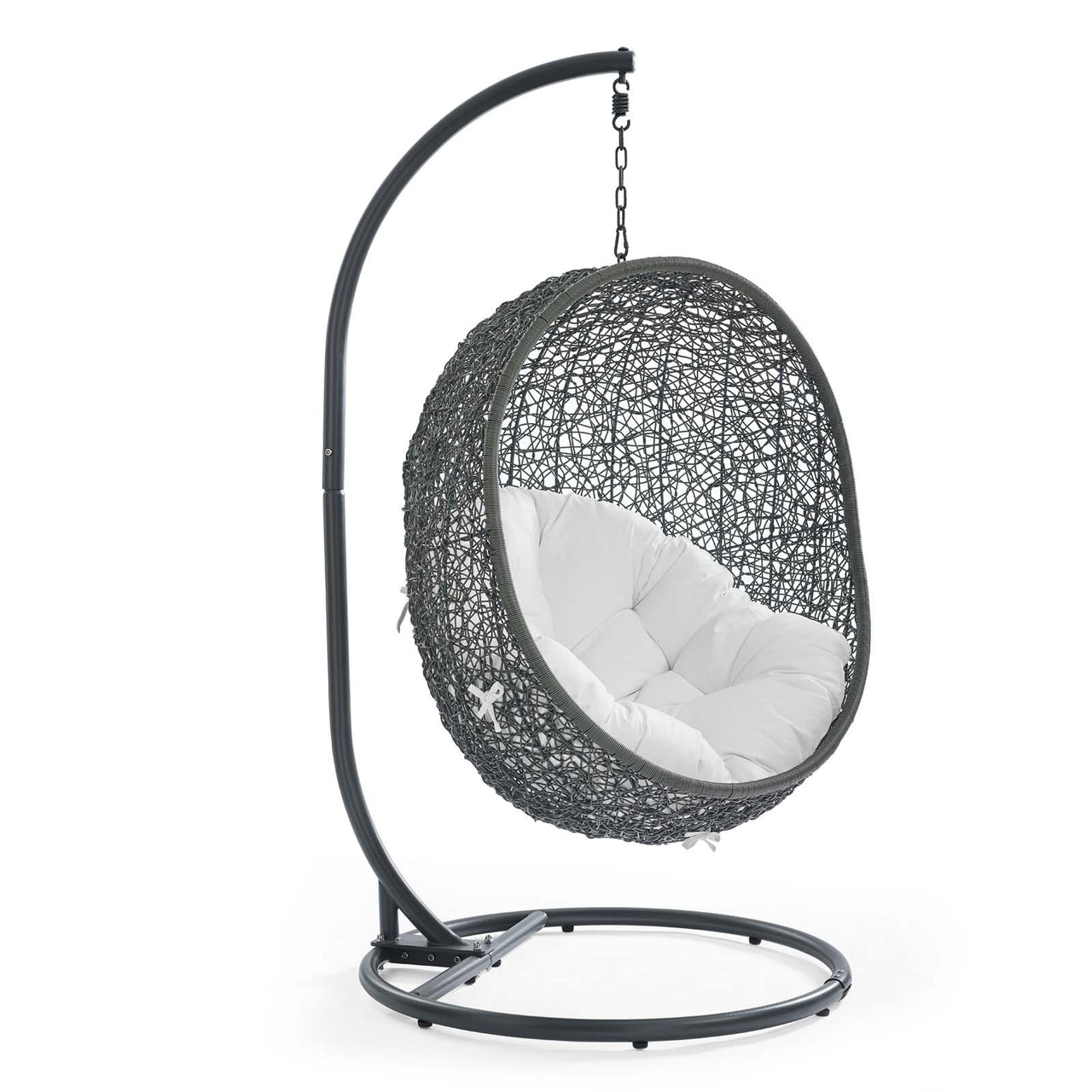 Shell Alfresco Swing Chair w/ Stand, Gray & White