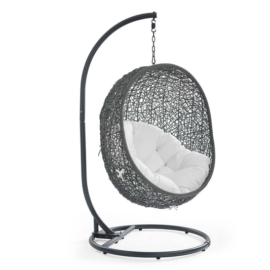 Shell Alfresco Swing Chair w/ Stand, Gray & White