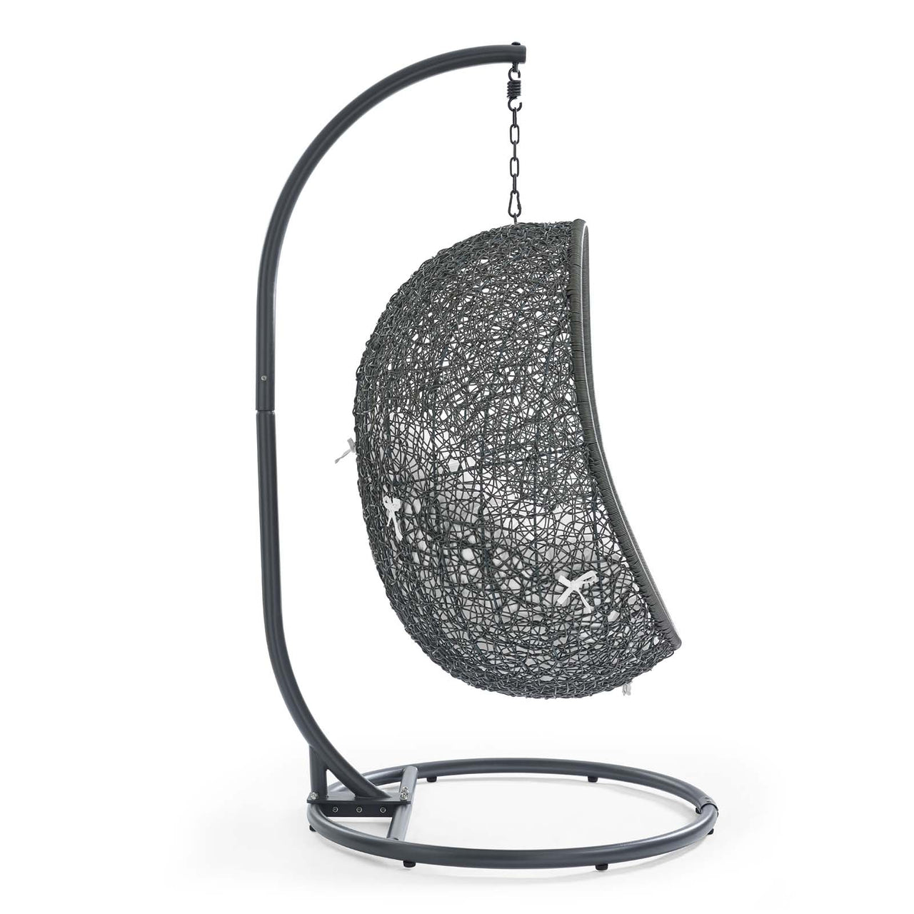 Shell Alfresco Swing Chair w/ Stand, Gray & White