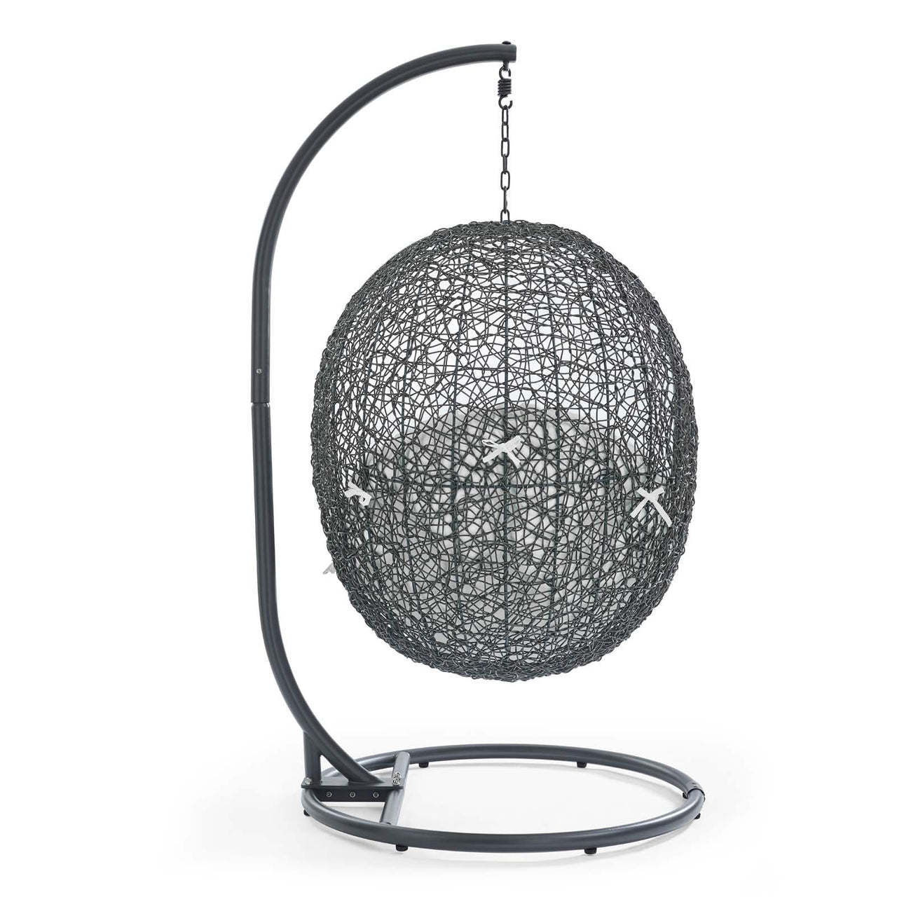 Shell Alfresco Swing Chair w/ Stand, Gray & White