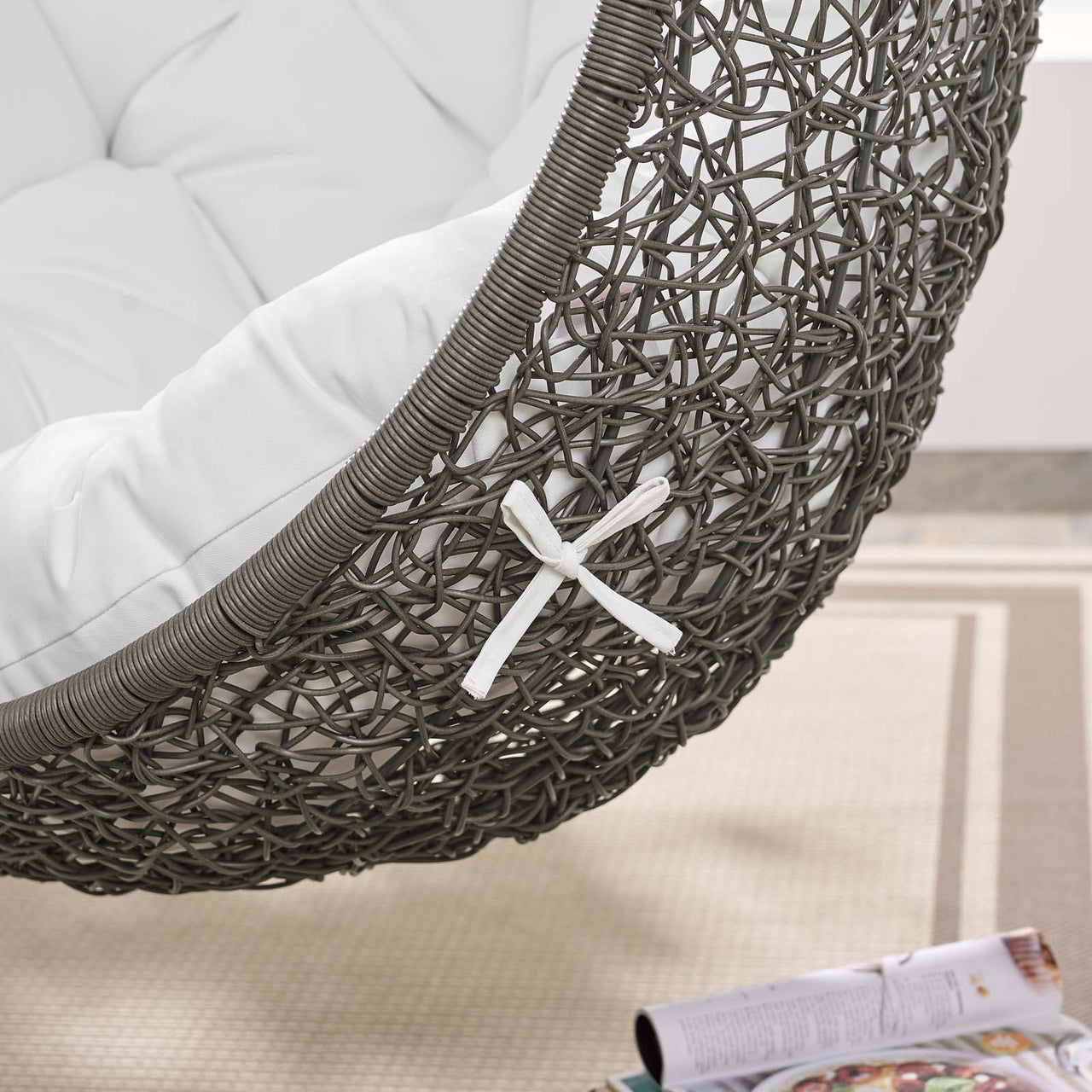 Shell Alfresco Swing Chair w/ Stand, Gray & White