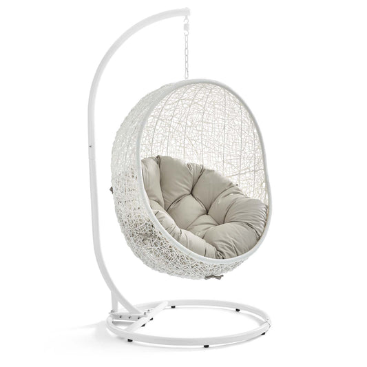 Shell Alfresco Swing Chair w/ Stand, White & Beige