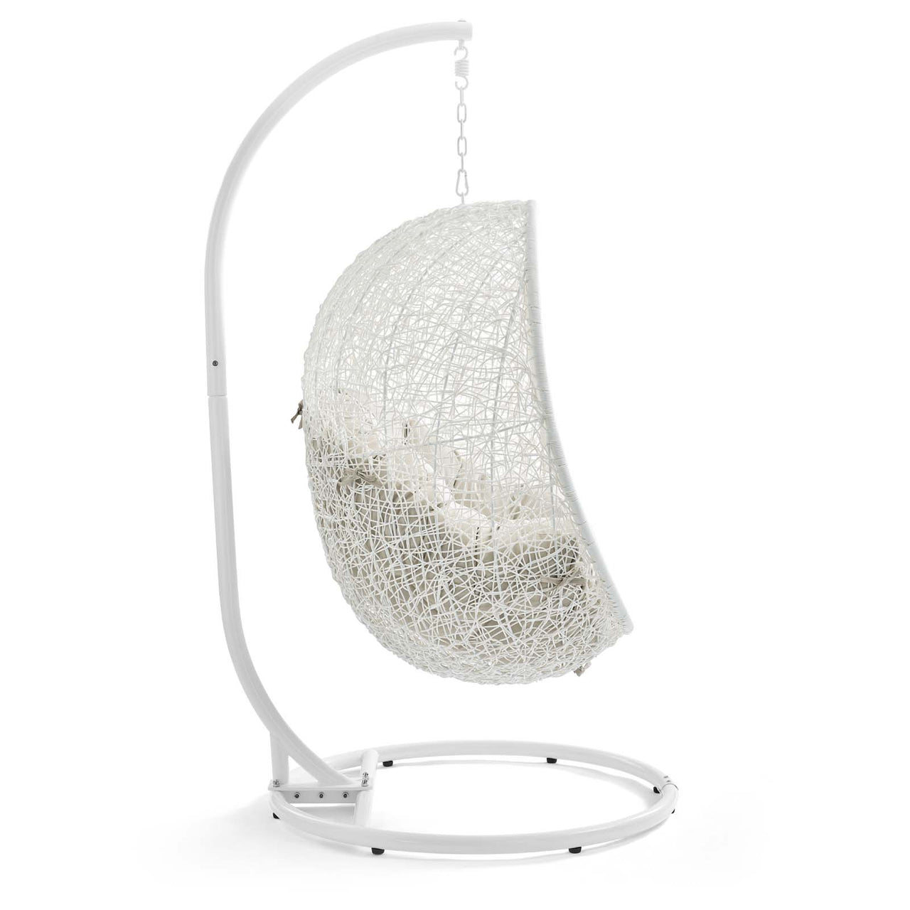 Shell Alfresco Swing Chair w/ Stand, White & Beige