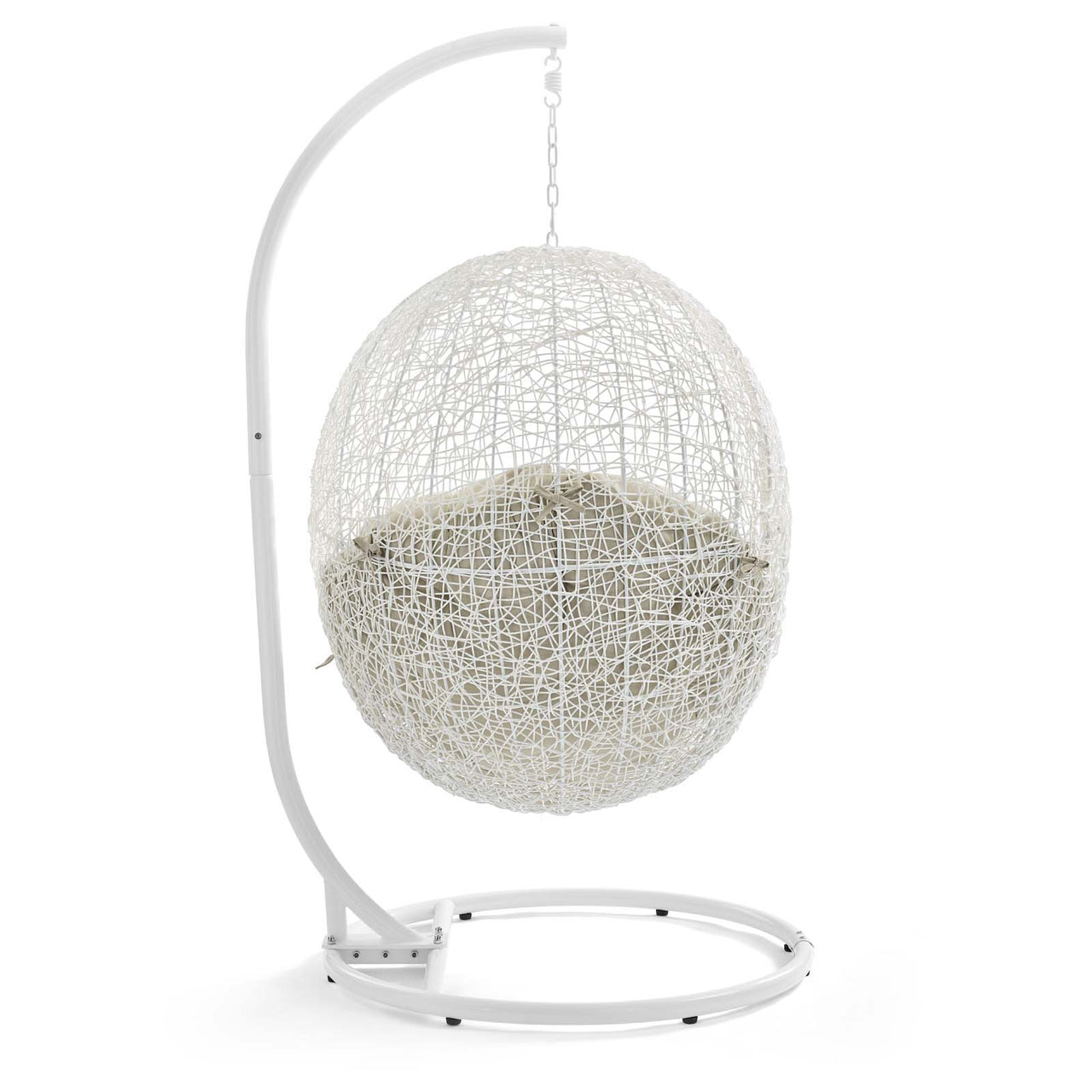 Shell Alfresco Swing Chair w/ Stand, White & Beige