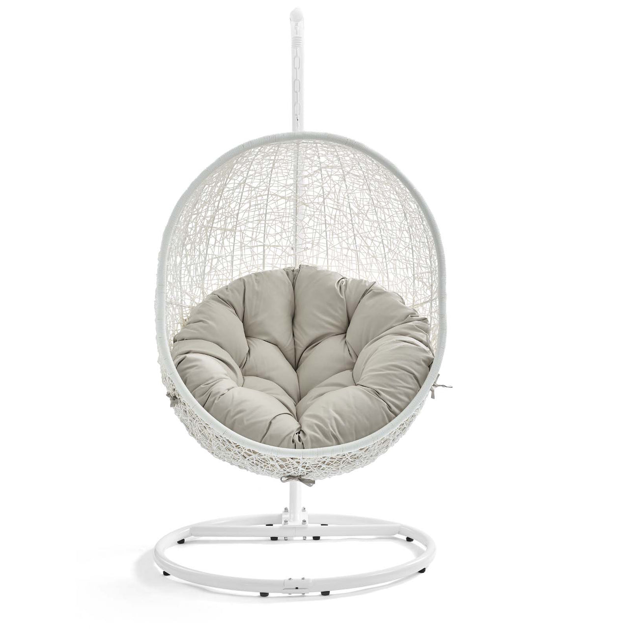 Shell Alfresco Swing Chair w/ Stand, White & Beige
