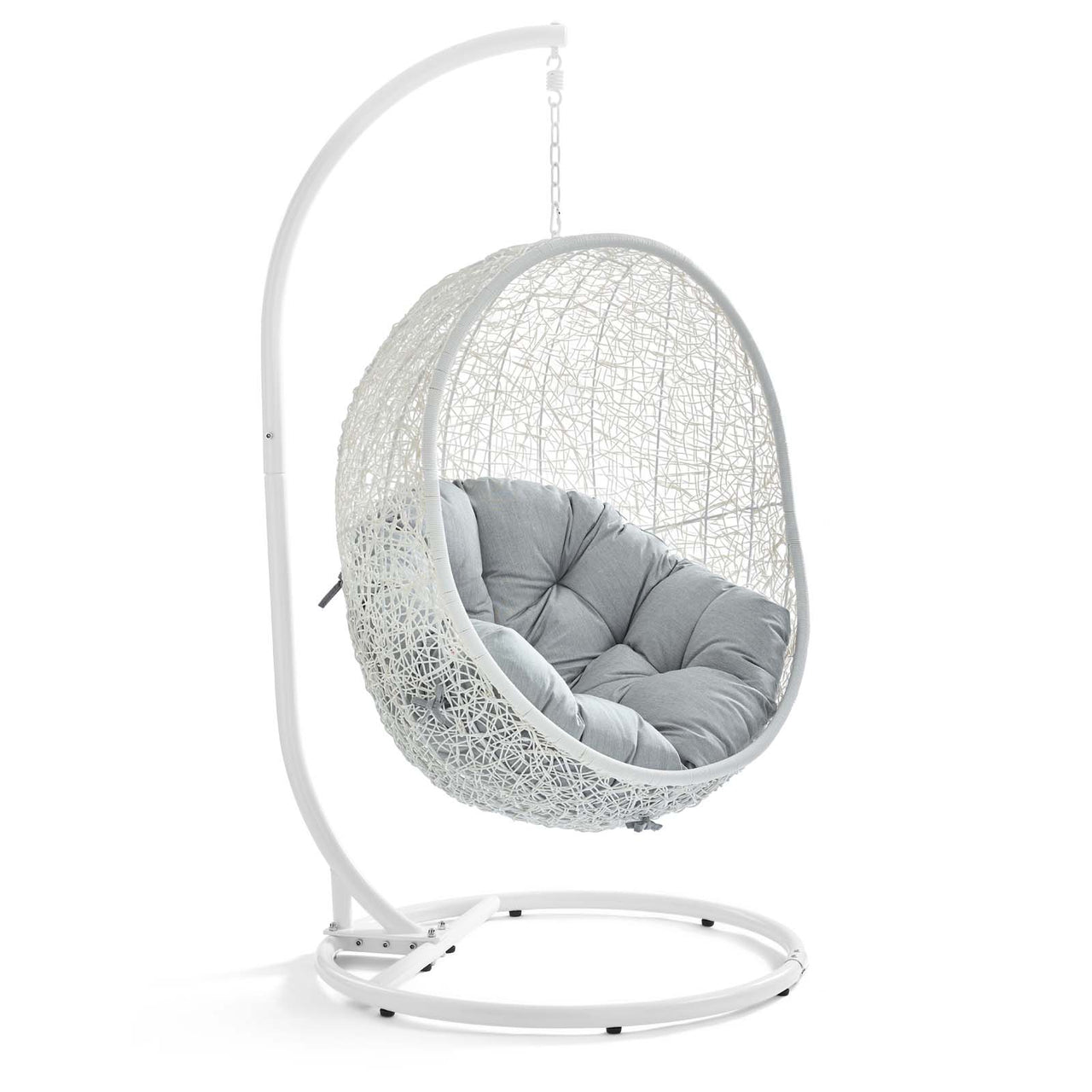 Shell Alfresco Swing Chair w/ Stand, White & Gray