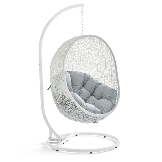 Shell Alfresco Swing Chair w/ Stand, White & Gray