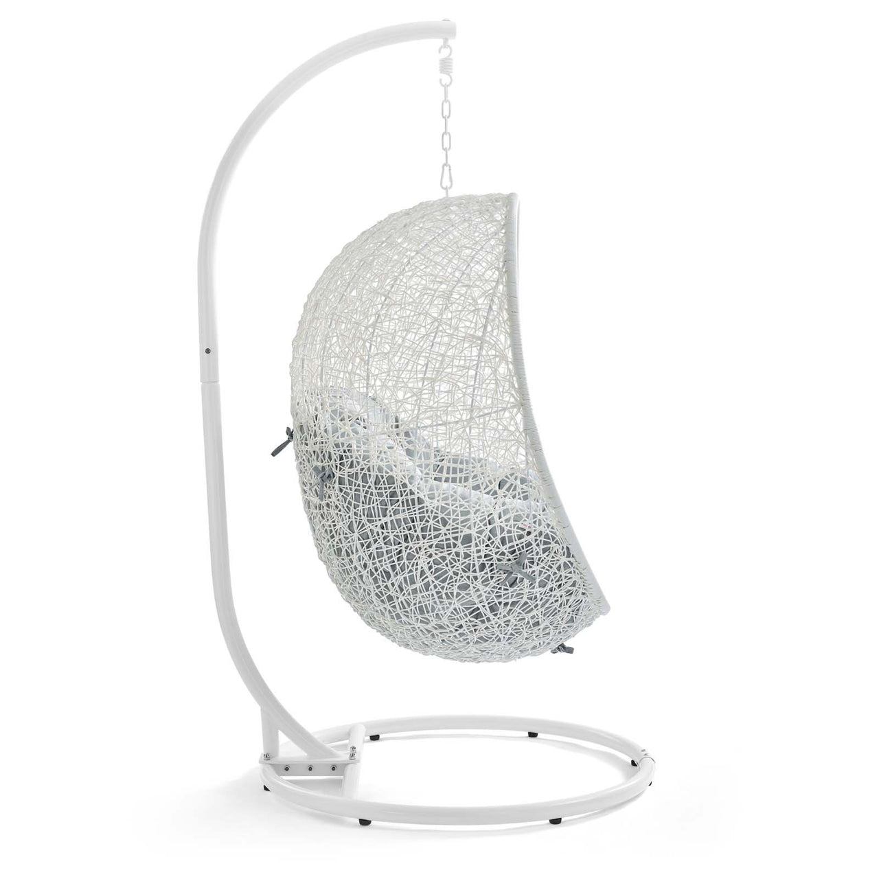Shell Alfresco Swing Chair w/ Stand, White & Gray