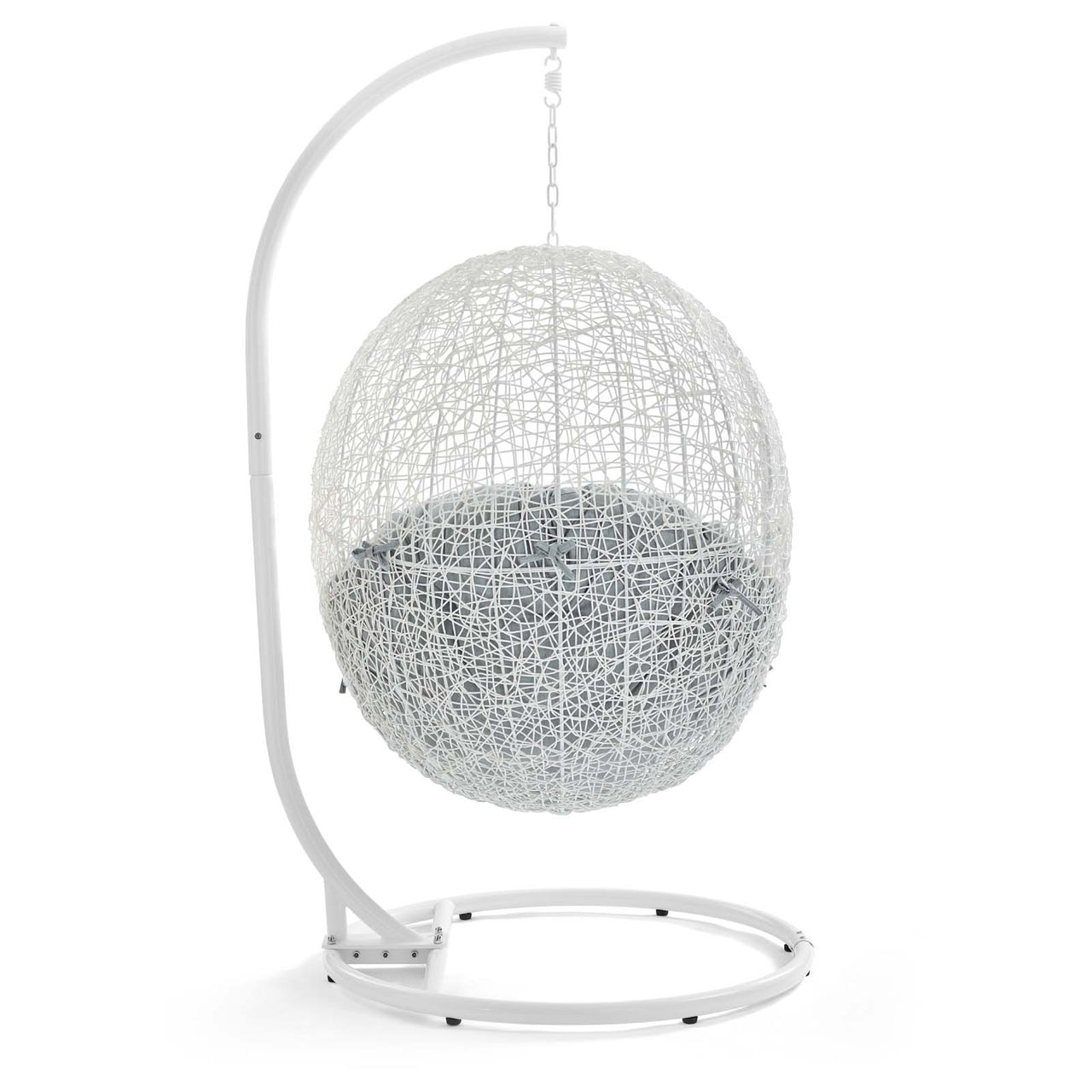 Shell Alfresco Swing Chair w/ Stand, White & Gray