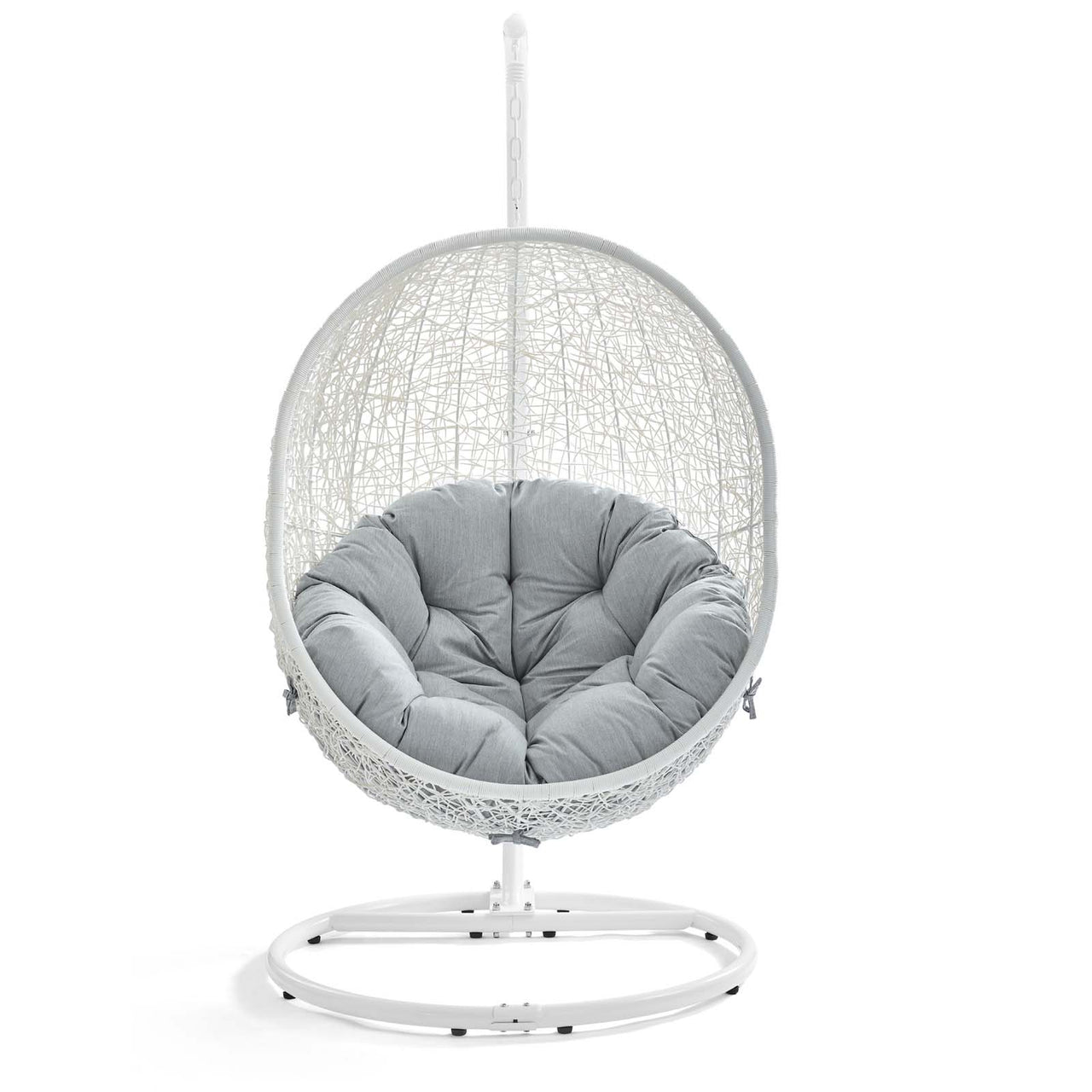 Shell Alfresco Swing Chair w/ Stand, White & Gray