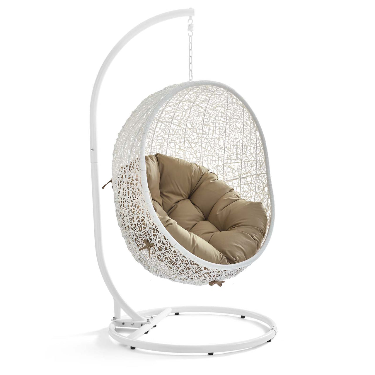 Hide Outdoor Patio Swing Chair With Stand, White & Mocha