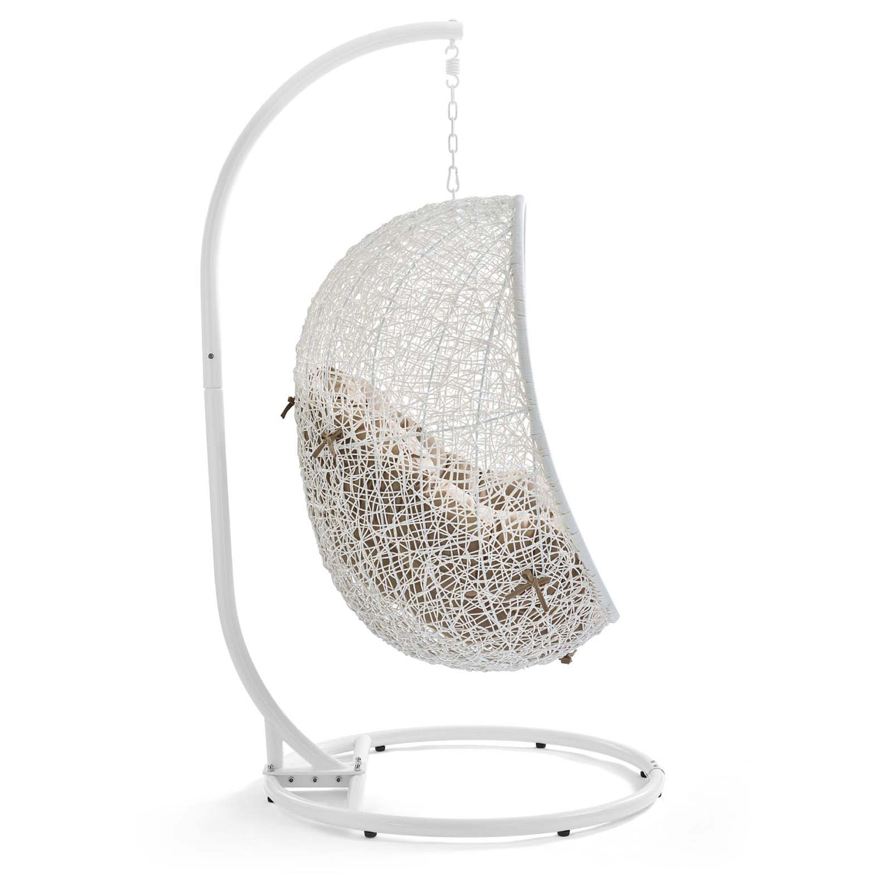 Hide Outdoor Patio Swing Chair With Stand, White & Mocha