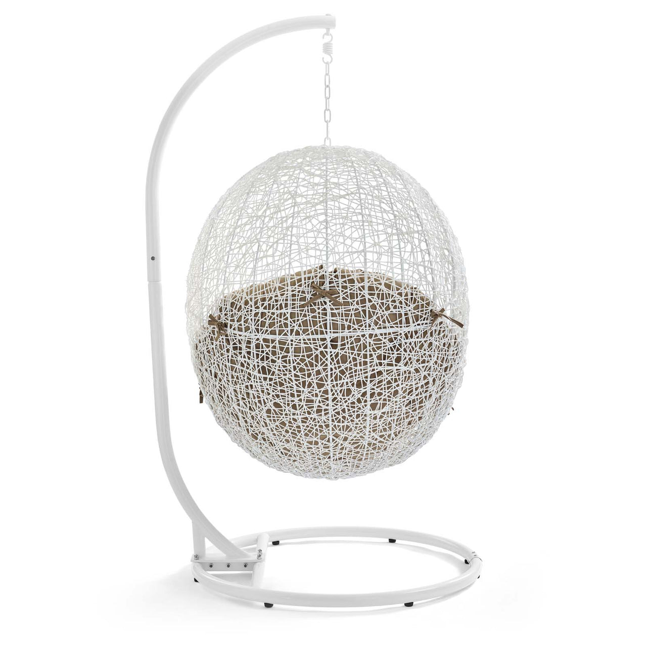 Hide Outdoor Patio Swing Chair With Stand, White & Mocha