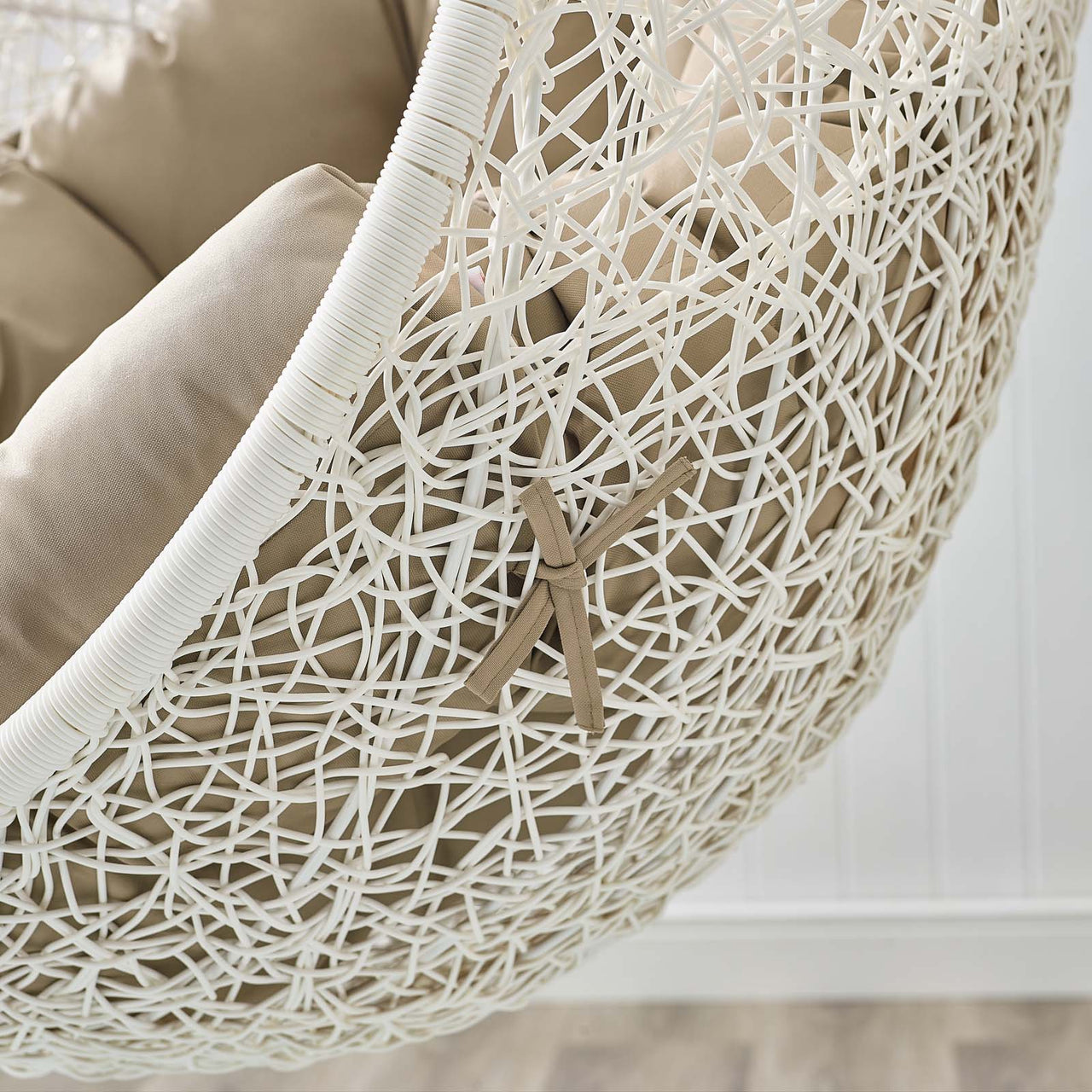 Hide Outdoor Patio Swing Chair With Stand, White & Mocha