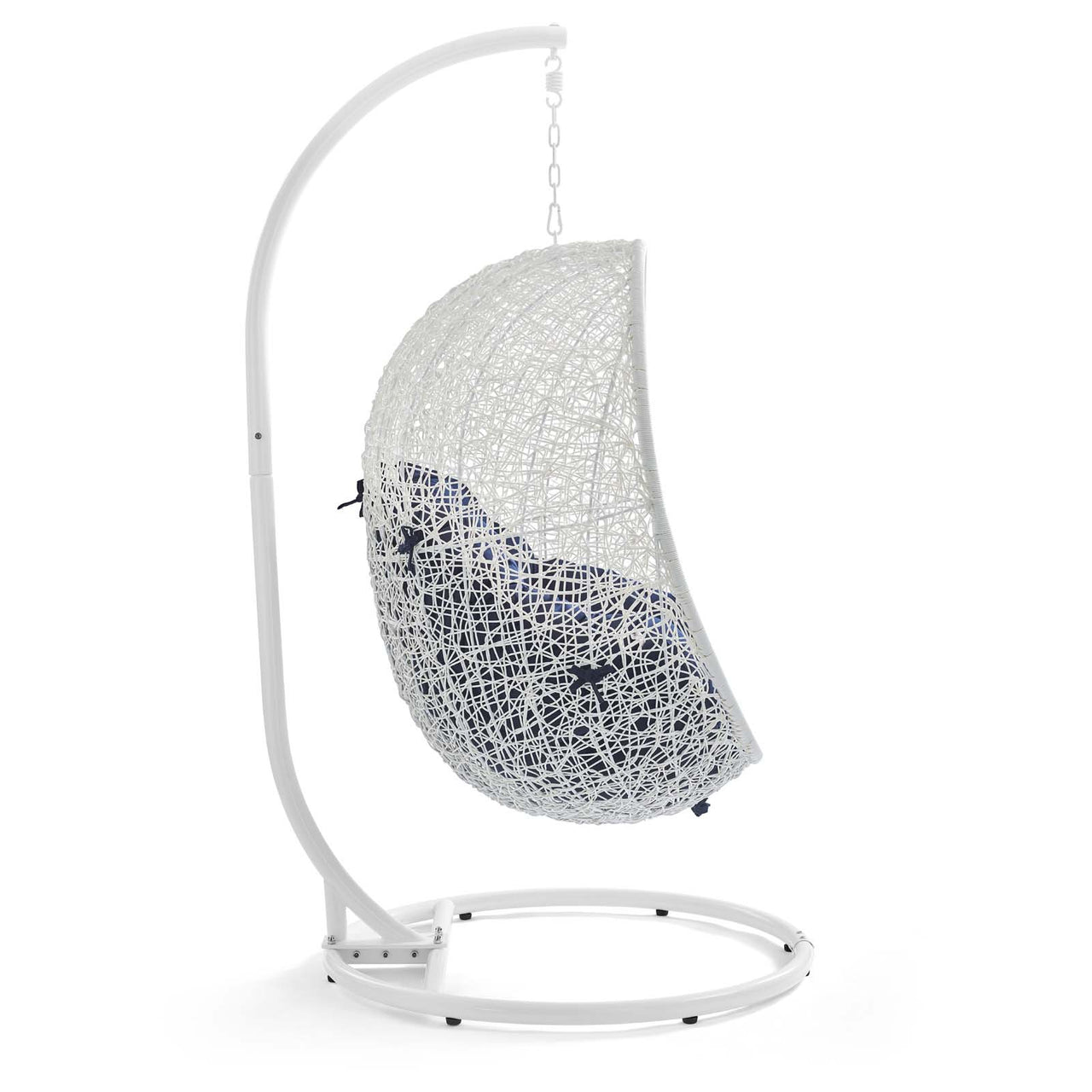 Shell Alfresco Swing Chair w/ Stand, White & Navy