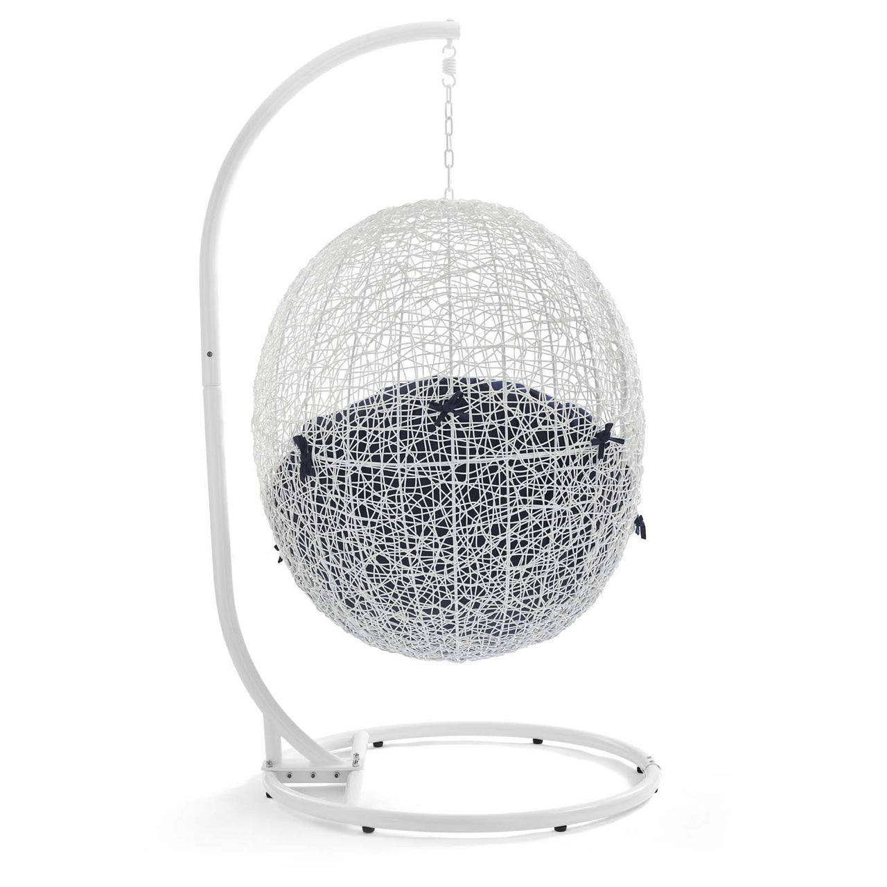 Shell Alfresco Swing Chair w/ Stand, White & Navy