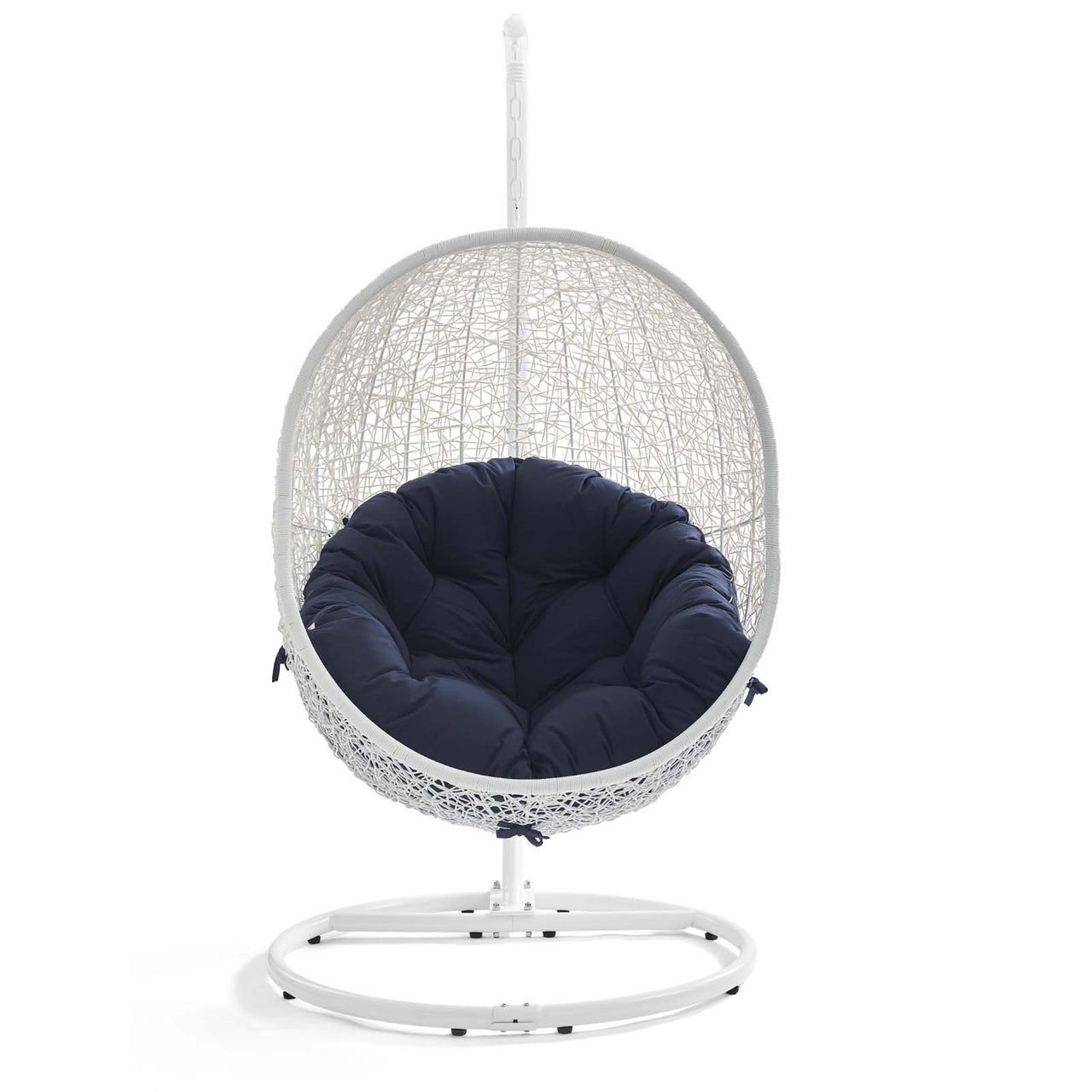 Shell Alfresco Swing Chair w/ Stand, White & Navy