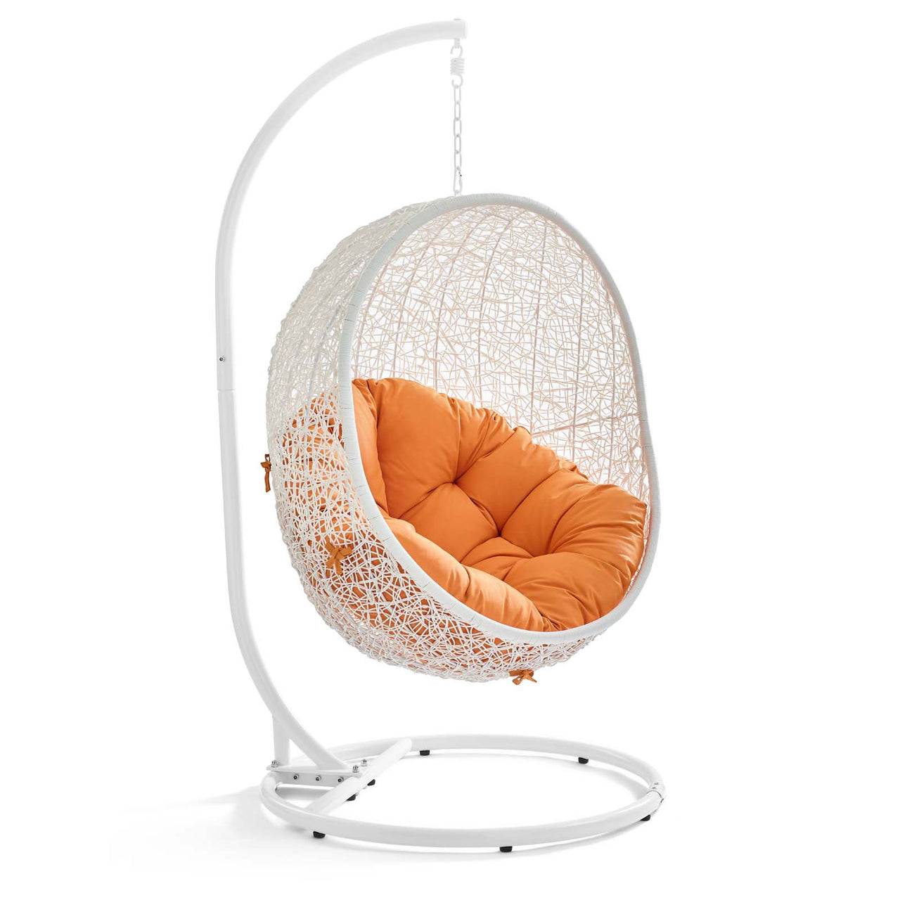 Hide Outdoor Patio Swing Chair With Stand, White & Orange