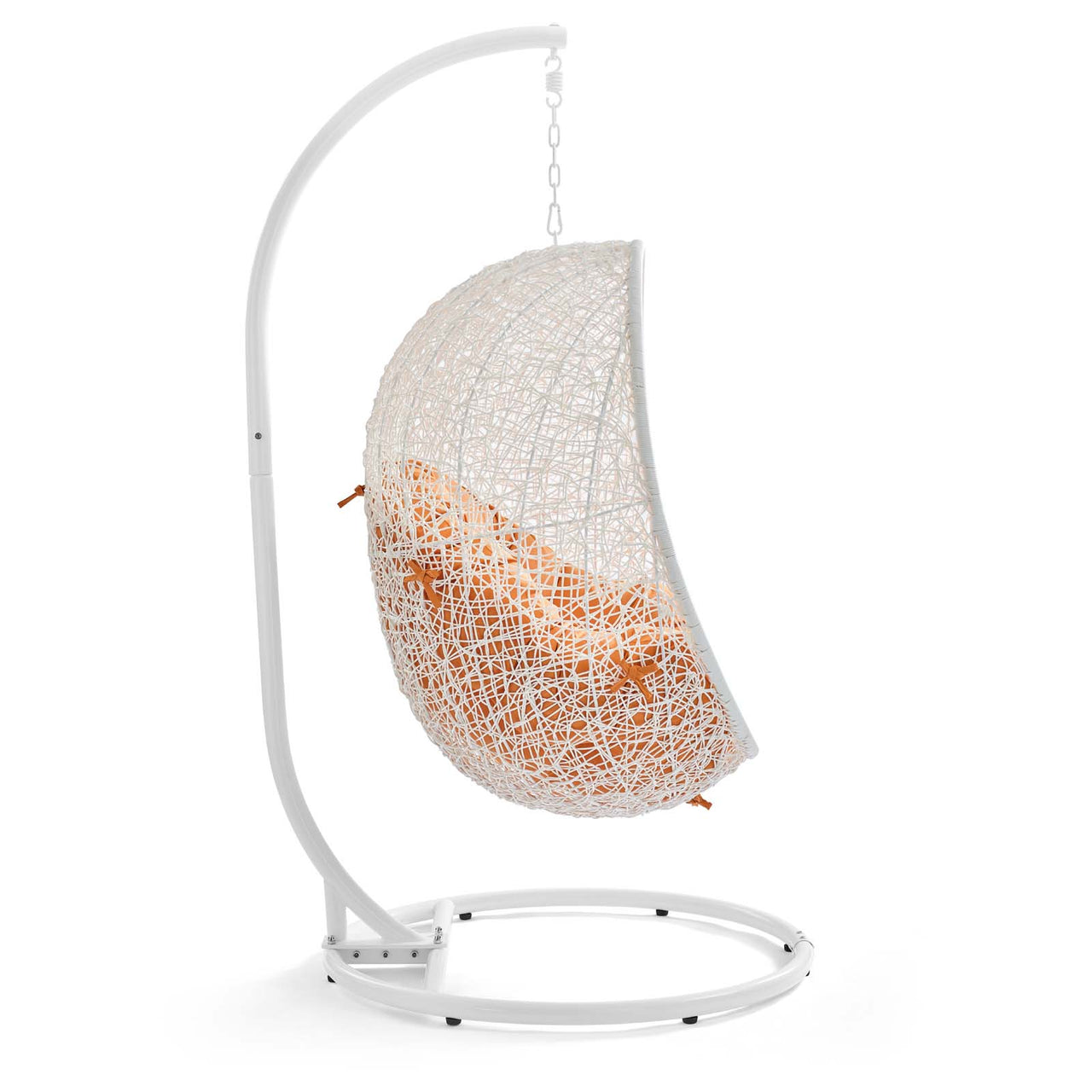 Hide Outdoor Patio Swing Chair With Stand, White & Orange