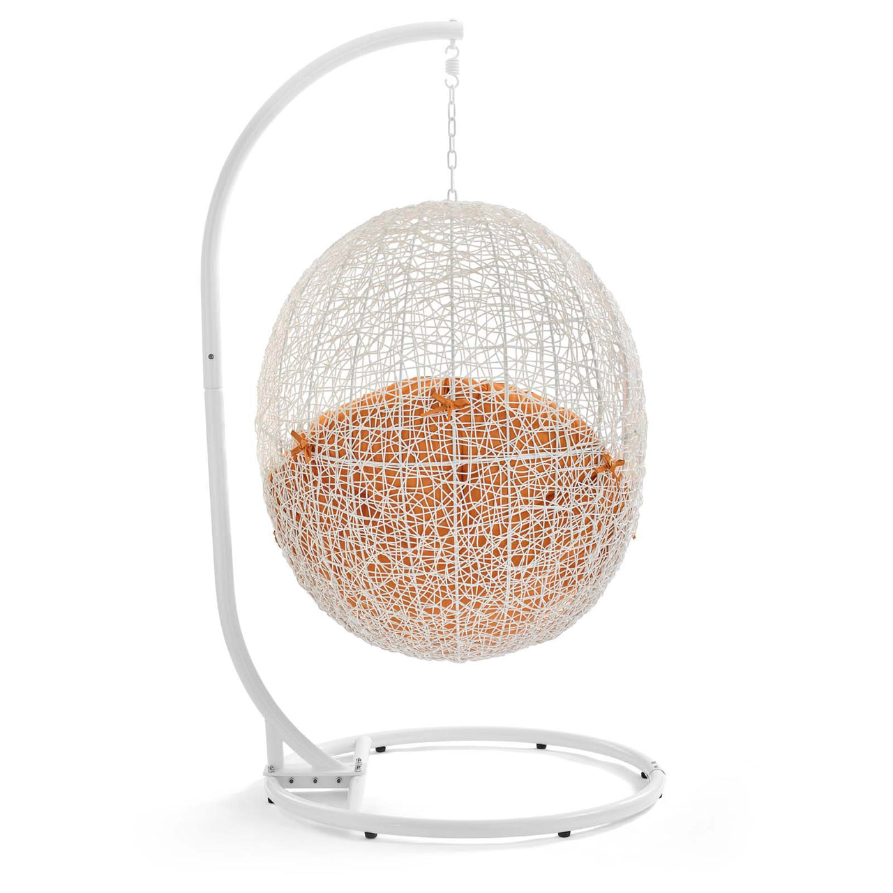 Hide Outdoor Patio Swing Chair With Stand, White & Orange
