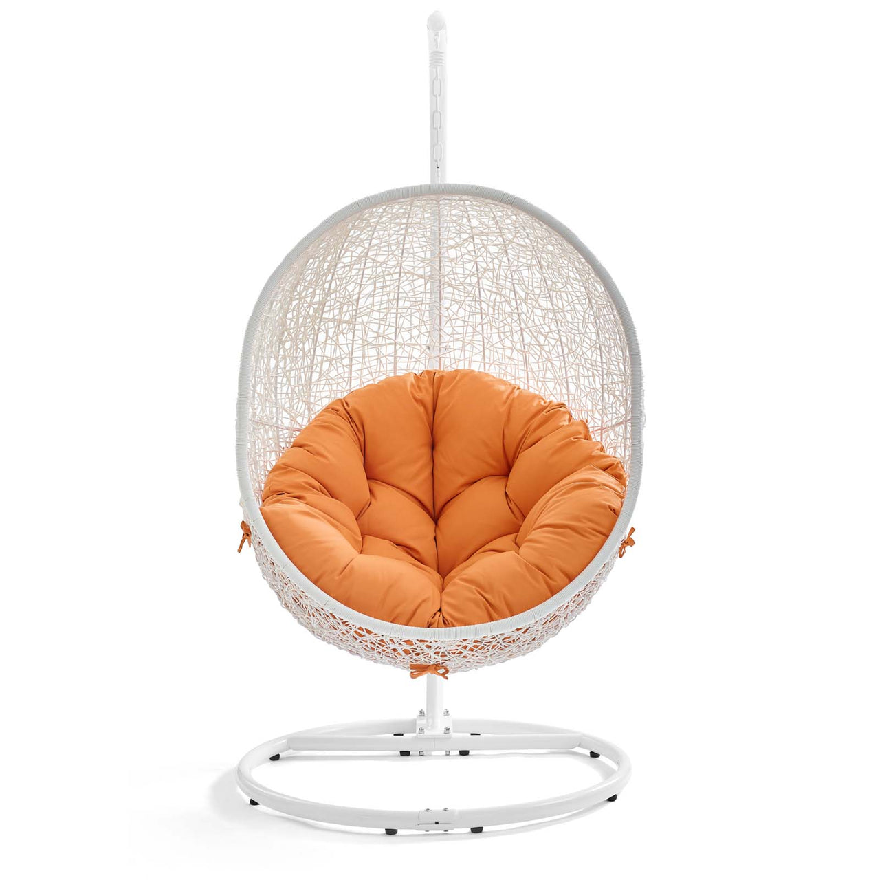 Hide Outdoor Patio Swing Chair With Stand, White & Orange