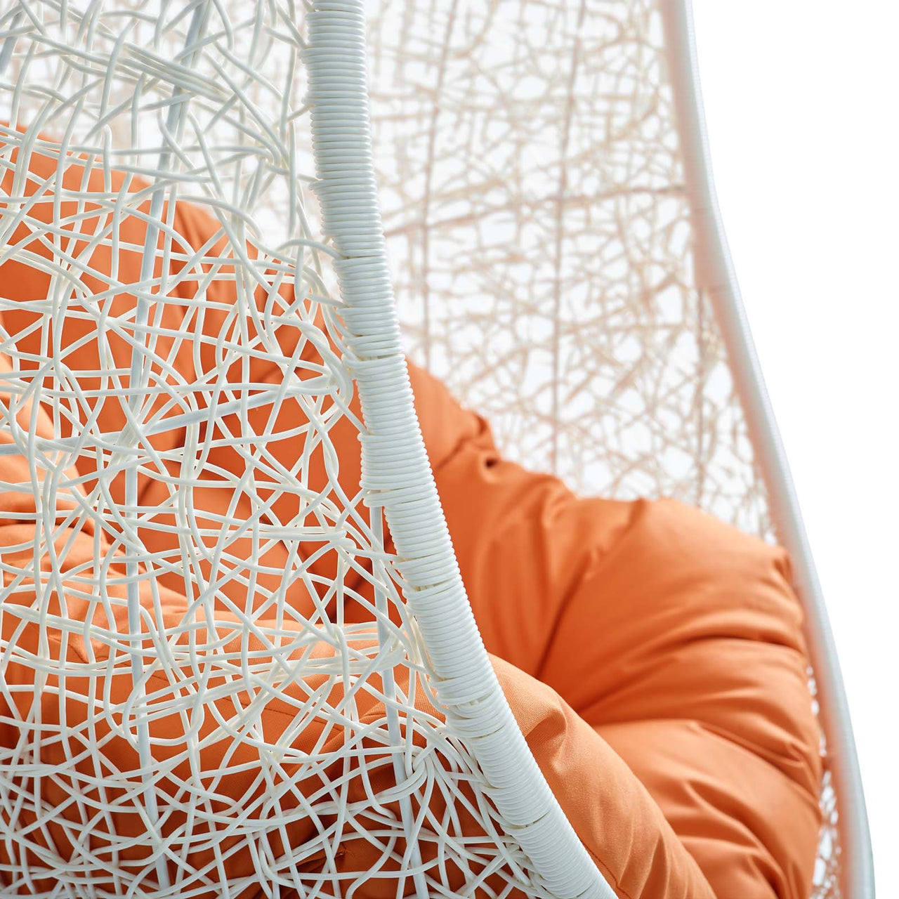 Hide Outdoor Patio Swing Chair With Stand, White & Orange
