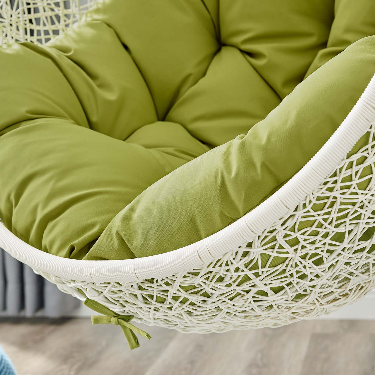 Hide Outdoor Patio Swing Chair With Stand, White & Peridot
