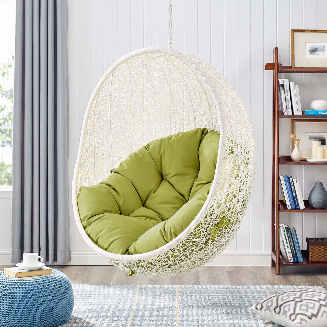 Hide Outdoor Patio Swing Chair With Stand, White & Peridot