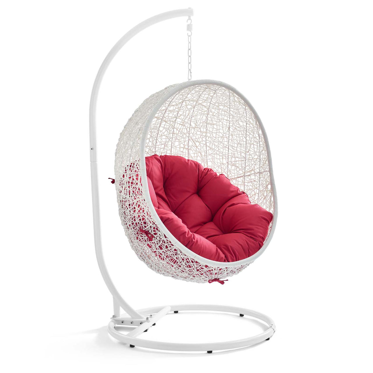 Shell Alfresco Swing Chair w/ Stand, White & Red